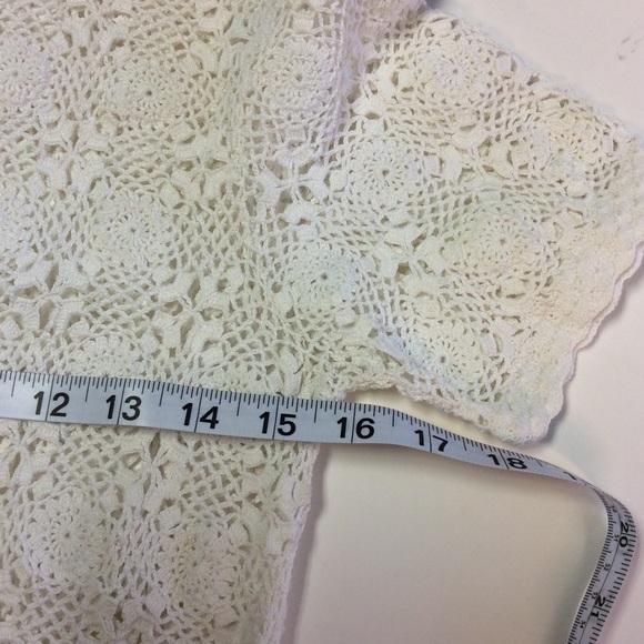 Hand Crocheted Women’s White Button Up Top VTG - Picture 9 of 13